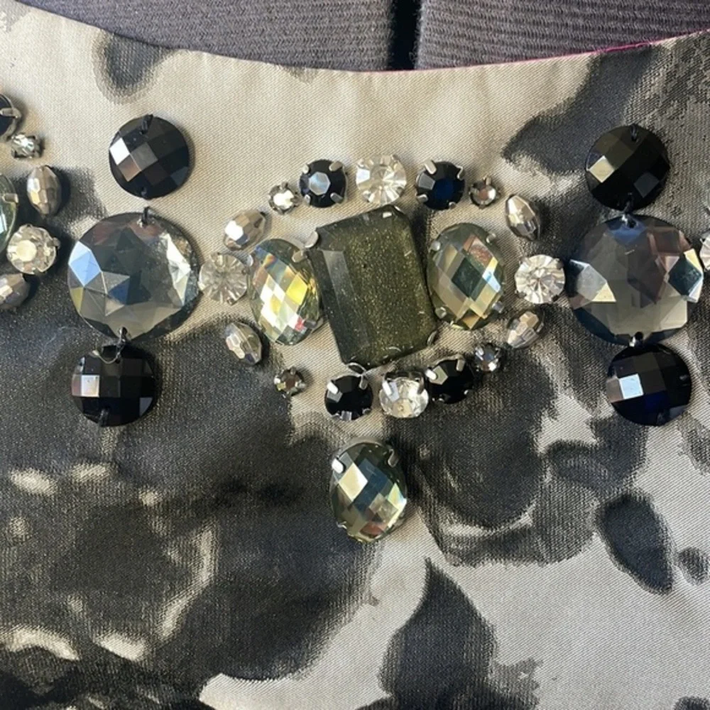 Eliza J dress size 10 floral beaded neckline Vintage style black & Silver_2
